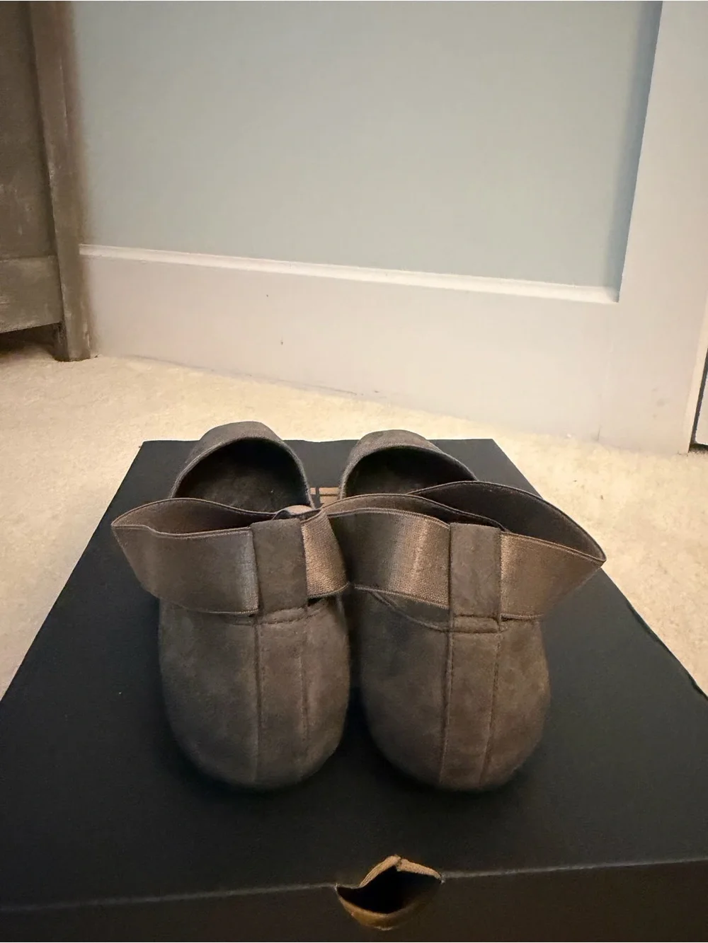 Jessica Simpson Gray Nubuck Cross-Strap Ballet Flats